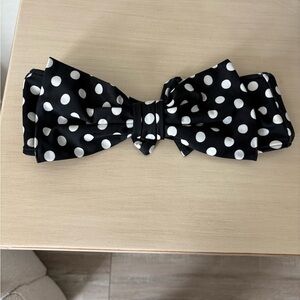 Black and White Polka Dot Bow strapless bikini top